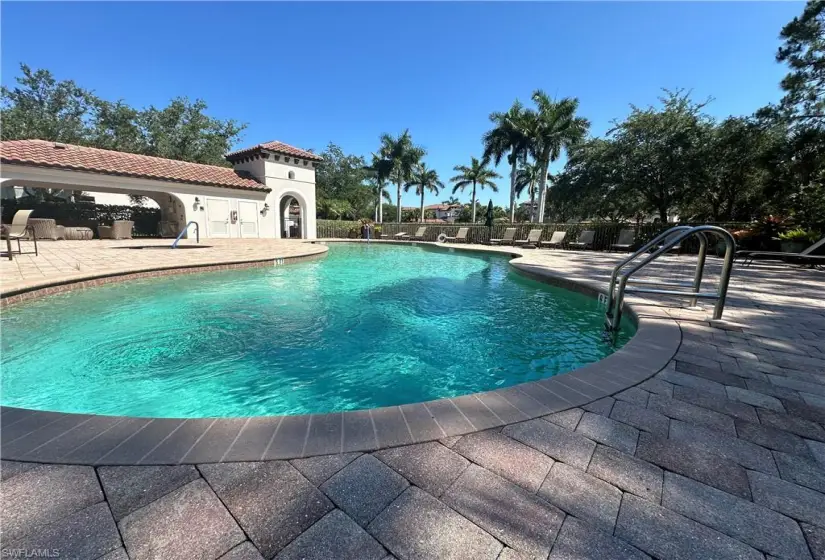 View of swimming pool with a patio area